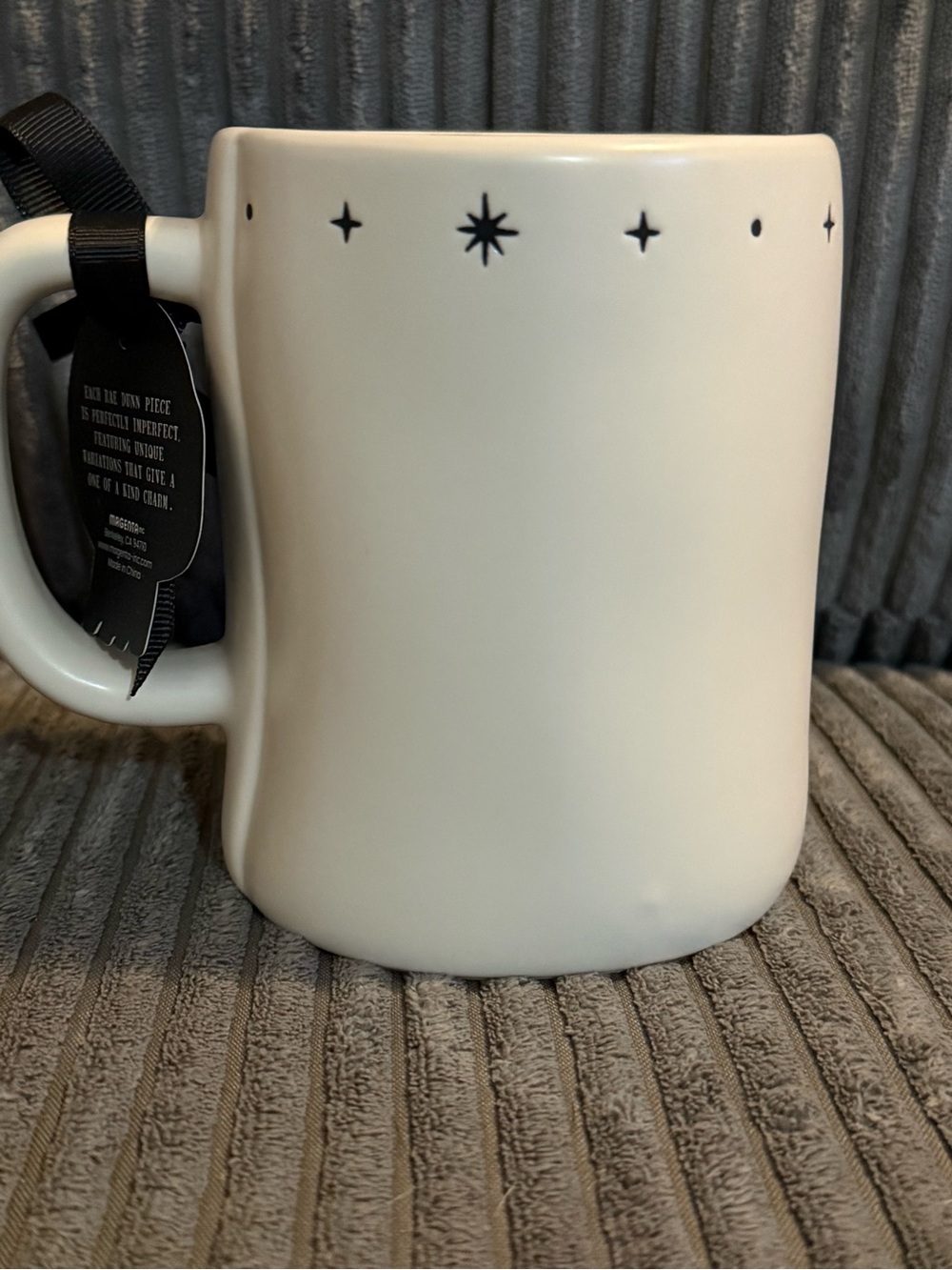 Rae Dunn Matte ‘Quote the Raven Nevermore’ Ceramic Mug in White and Black - Picture 2 of 5